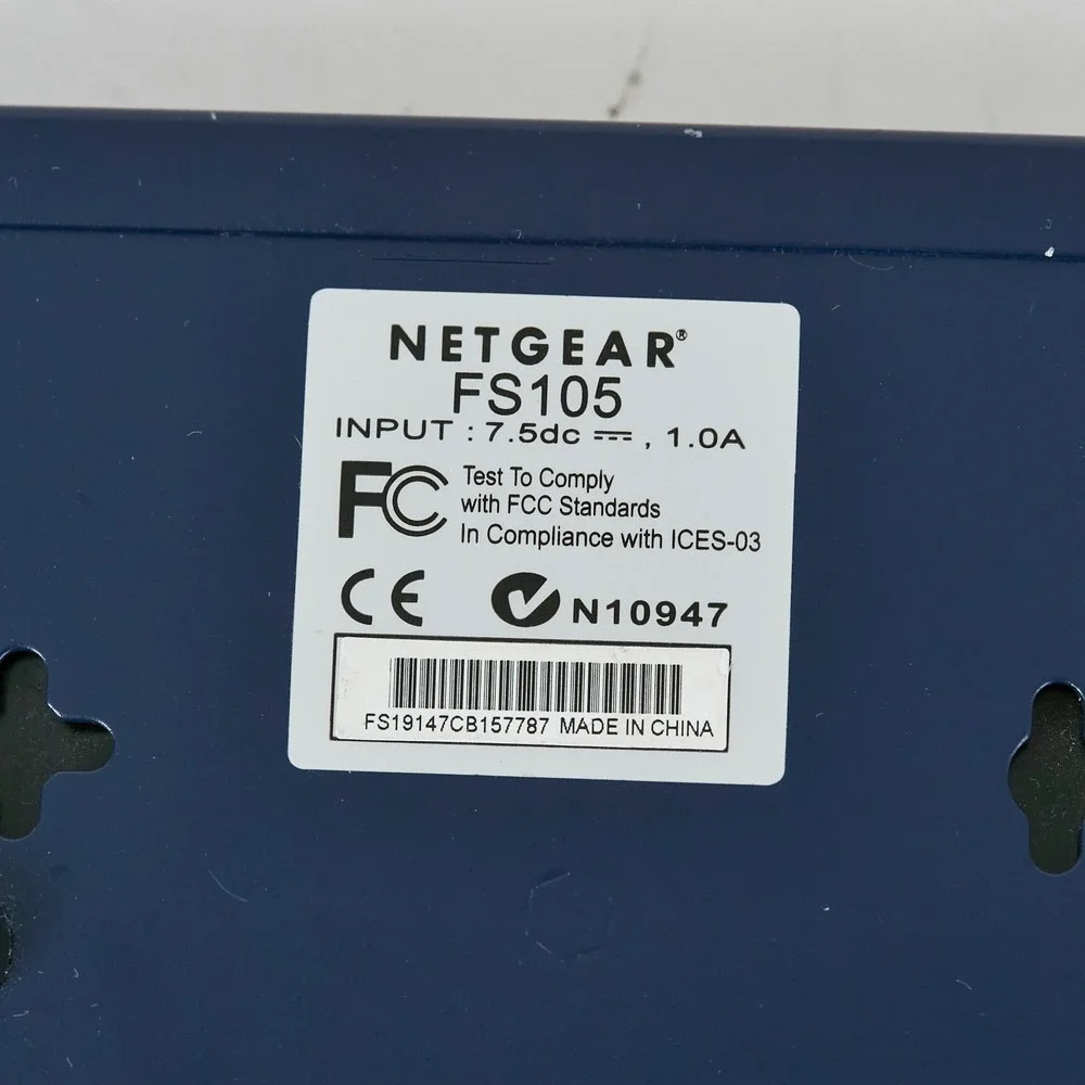 NETGEAR FS105 5 Port Fast Ethernet Network Switch with Power Adapter